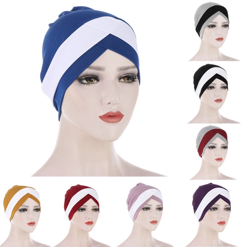 Rhinestone Floral Turban Hat Women Indian Cap Polyester - Image 2