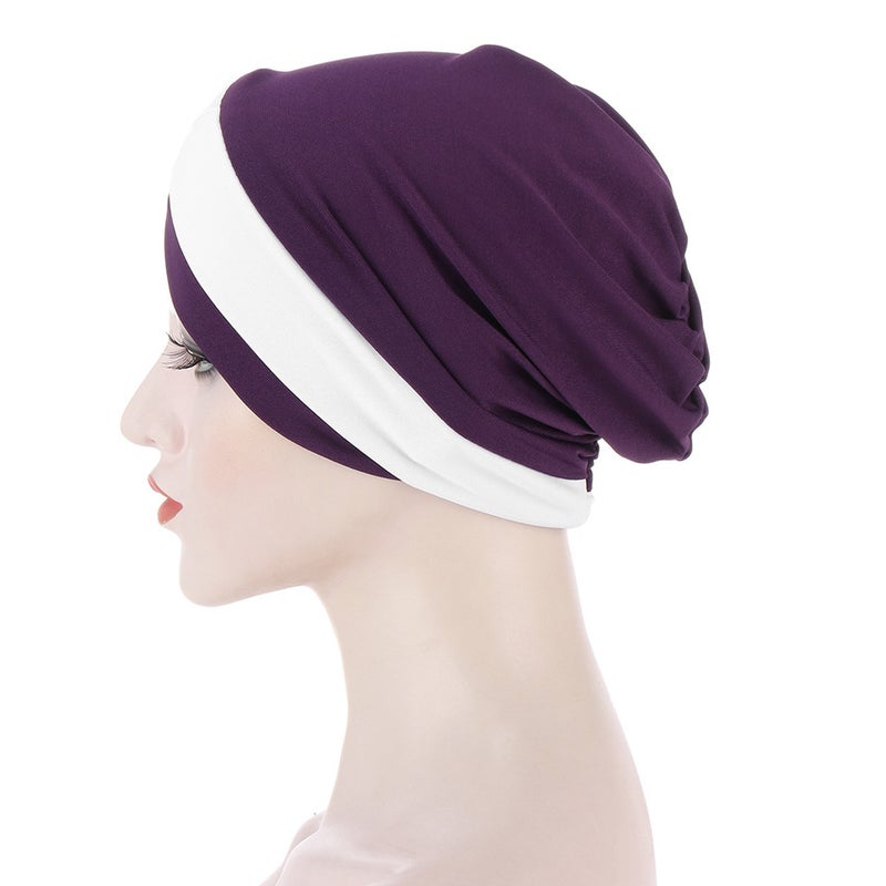 Rhinestone Floral Turban Hat Women Indian Cap Polyester - Image 3