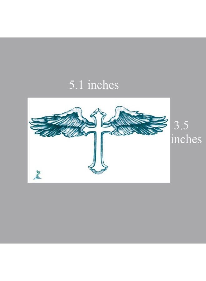 Yeeech Temporary Tattoos for Men Waterproof Long Lasting Neck Design Cross Blessed Wings America Tribal Religious (4 Sheets) - Image 3
