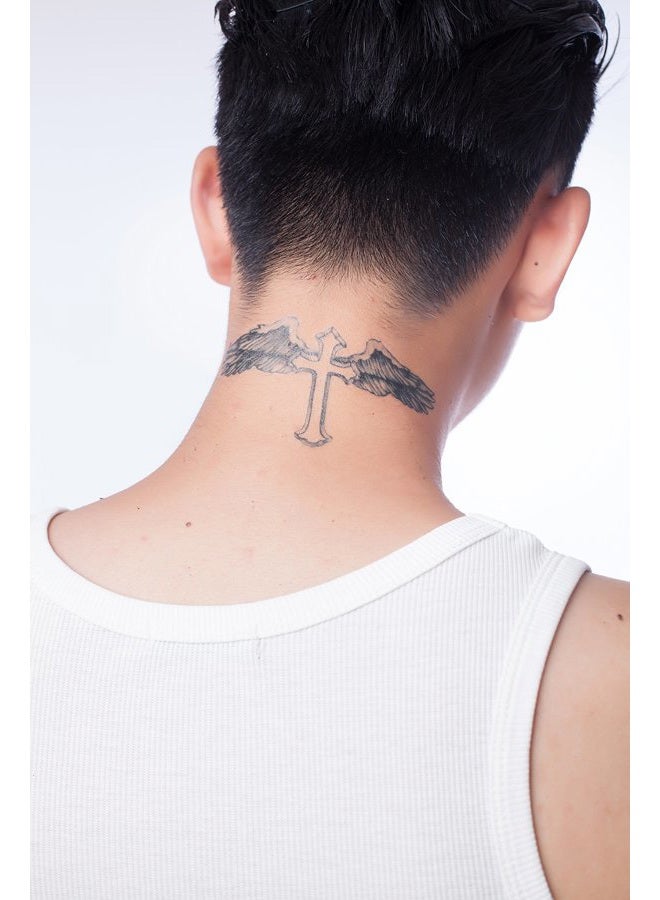 Yeeech Temporary Tattoos for Men Waterproof Long Lasting Neck Design Cross Blessed Wings America Tribal Religious (4 Sheets) - Image 4