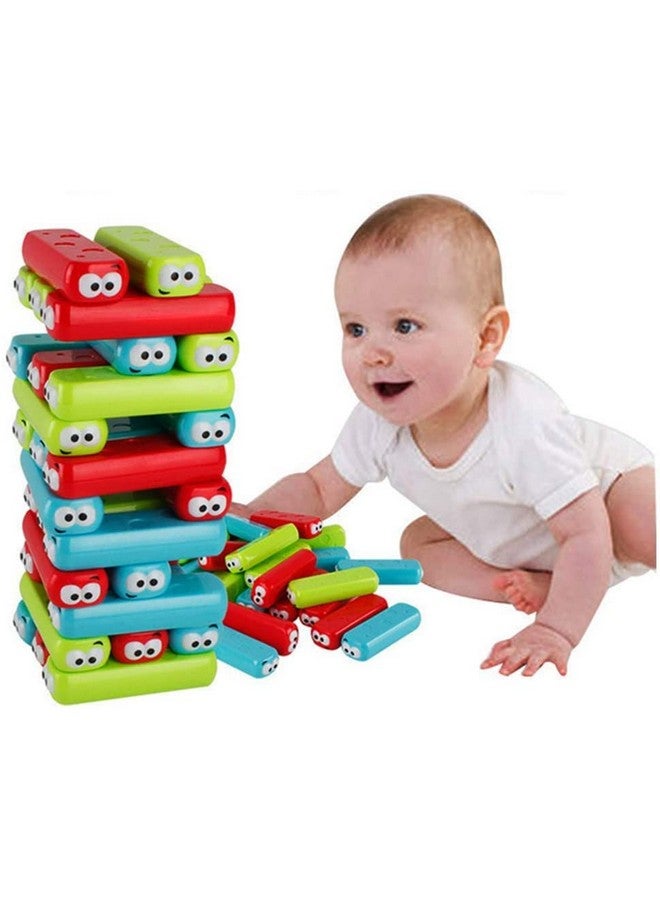 wonuu Timber Tower Block Stacking Game Colored Cartoon Plastic Building Blocks Board Educational Toy Game - Image 2