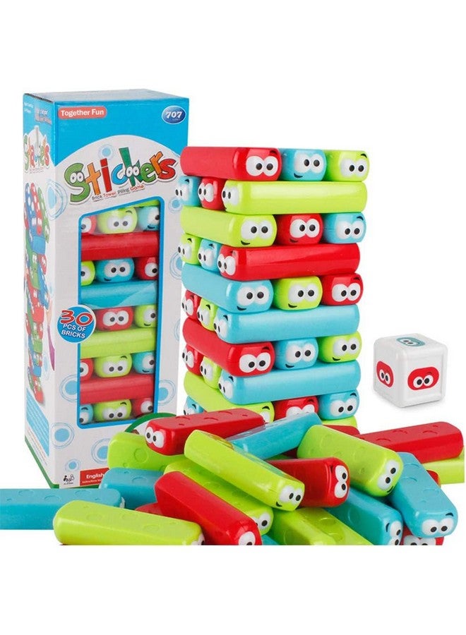 wonuu Timber Tower Block Stacking Game Colored Cartoon Plastic Building Blocks Board Educational Toy Game - Image 1