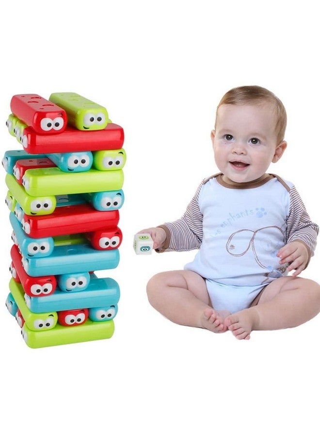 wonuu Timber Tower Block Stacking Game Colored Cartoon Plastic Building Blocks Board Educational Toy Game - Image 5