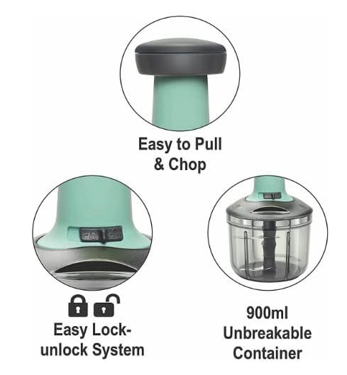 AVMPHD Square Push Chopper Hand Push Chopper 900 ML with 4 Stainless Steel Blades Vegetable Fruit Chopper 1 - Image 5
