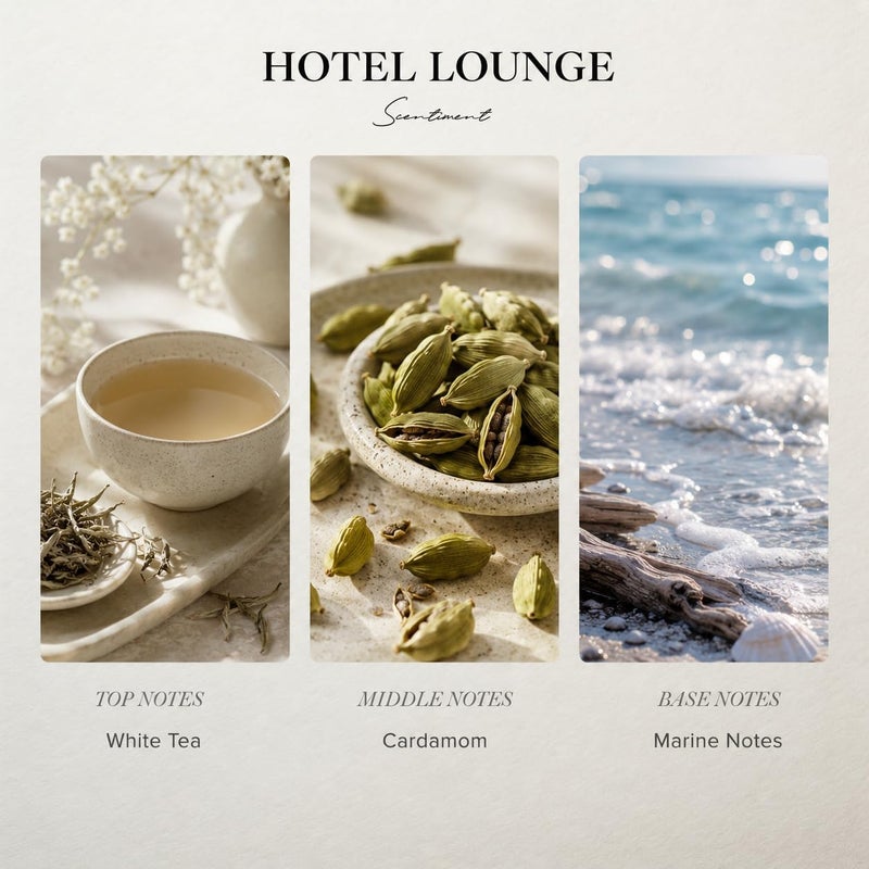 Scentiment Hotel Lounge Diffuser Oil - Premium Hotel Scent with Notes of White Tea, Cardamom & Marine Notes Home Scent, Hotel Fragrance Oil Diffuser Refill - 1.69 fl oz (50 mL) - Image 2