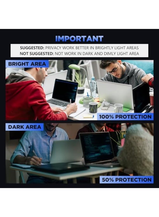 Bukela 14" Laptop Privacy Screen Protector, Anti-Spy/Glare Film for 14 inch Widescreen Notebook Laptop with 16:9 Aspect Ratio (Width x Height:310mmx174mm) - Image 3