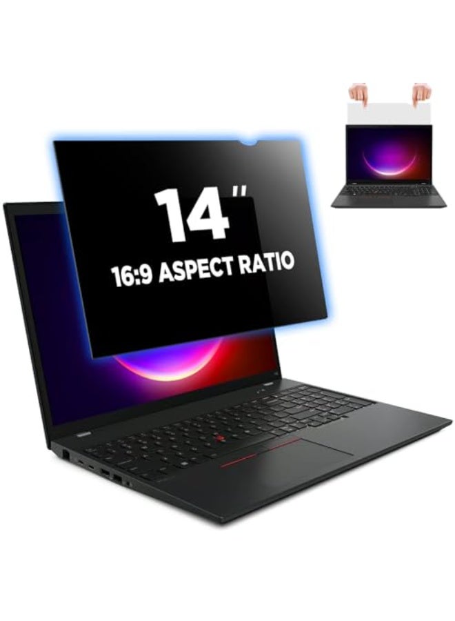 Bukela 14" Laptop Privacy Screen Protector, Anti-Spy/Glare Film for 14 inch Widescreen Notebook Laptop with 16:9 Aspect Ratio (Width x Height:310mmx174mm) - Image 1