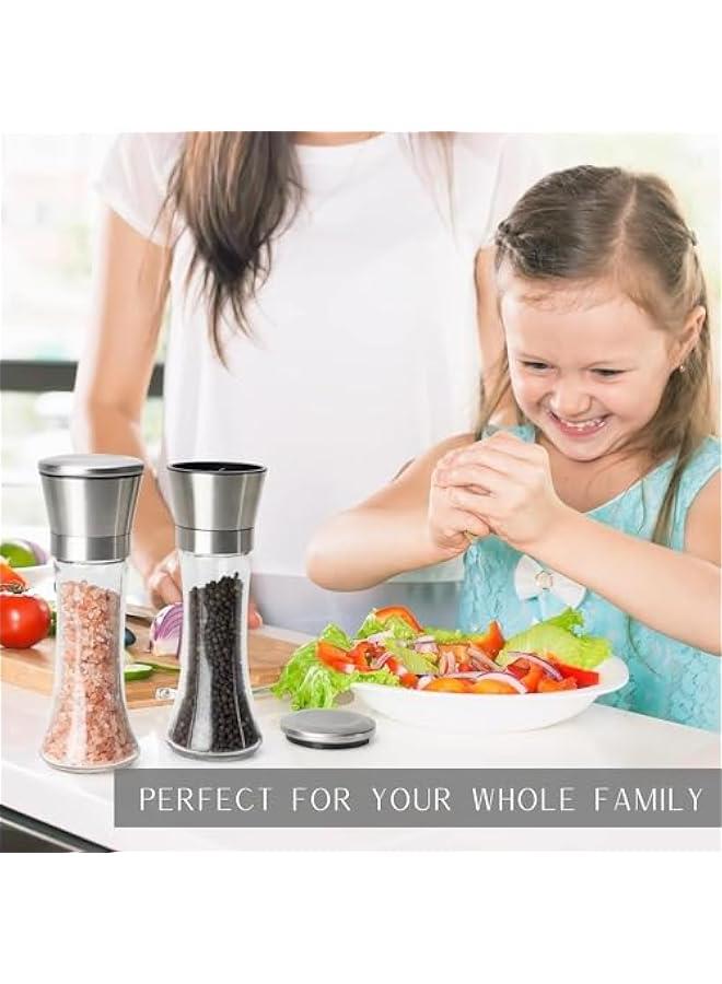 MIXDE Premium Salt and Pepper Grinder Set of 2,Stainless Steel Black Salt and Pepper Mill with Adjustable Coarseness Salt Shaker Set Spice Grinder Black Pepper Grinder Refillable Home Kitchen  - Image 2