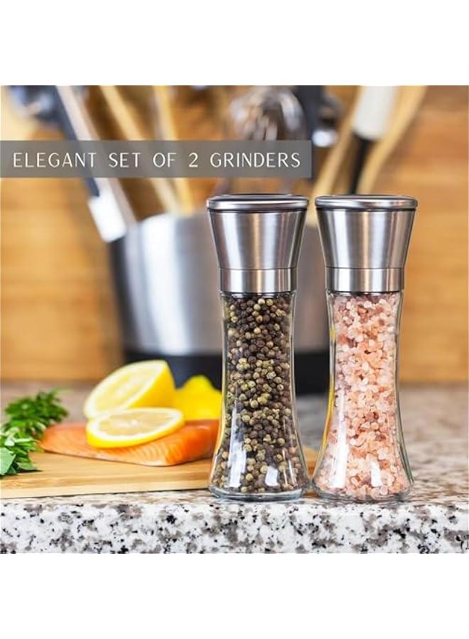 MIXDE Premium Salt and Pepper Grinder Set of 2,Stainless Steel Black Salt and Pepper Mill with Adjustable Coarseness Salt Shaker Set Spice Grinder Black Pepper Grinder Refillable Home Kitchen  - Image 3