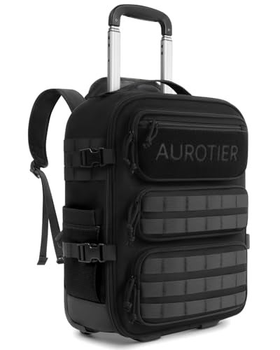 AUROTIER Rolling Tactical Laptop Backpack, Underseat Travel Backpack with Wheels, 16 Inch Wheeled Military Computer Backpack for Men and Women, Roller Overnight Molle Outdoor Hiking College Carry on Luggage - Image 1