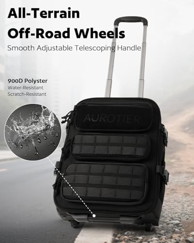 AUROTIER Rolling Tactical Laptop Backpack, Underseat Travel Backpack with Wheels, 16 Inch Wheeled Military Computer Backpack for Men and Women, Roller Overnight Molle Outdoor Hiking College Carry on Luggage - Image 5