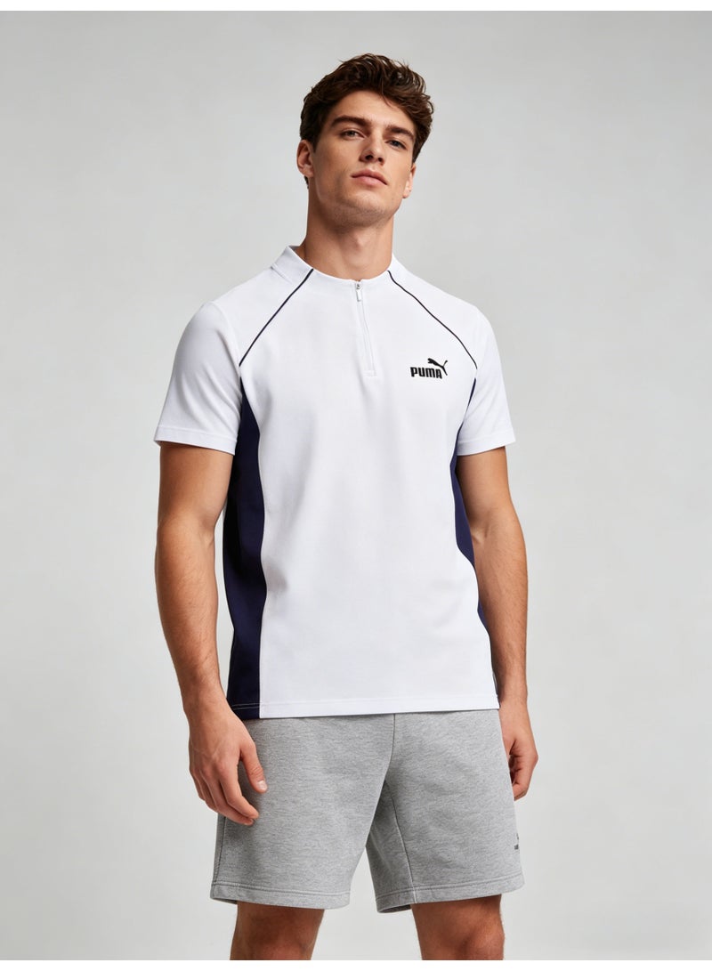 بوما PUMA Men’s White & Navy Quarter-Zip Tee | Sporty Modern Essential - Image 1
