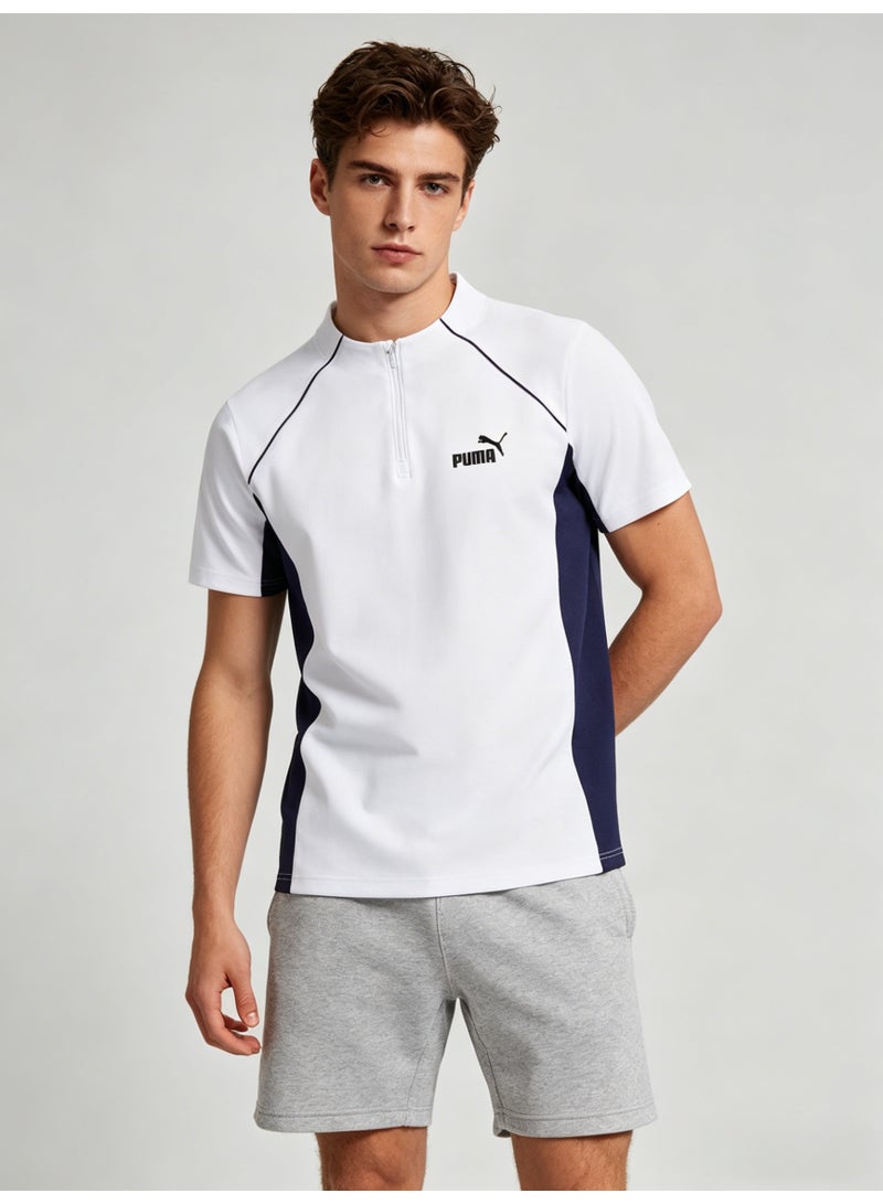 بوما PUMA Men’s White & Navy Quarter-Zip Tee | Sporty Modern Essential - Image 4