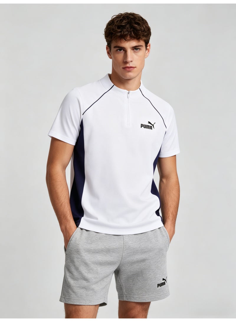بوما PUMA Men’s White & Navy Quarter-Zip Tee | Sporty Modern Essential - Image 3