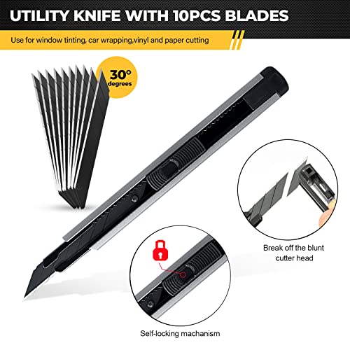 Gomake Vehicle Vinyl Wrap Window Tint Film Tool Kit Include 4 Inch Felt Squeegee, Retractable 9mm Utility Knife and Blades, Zippy Vinyl Cutter and Mini Go Corner Squeegee for Car Wrapping - Image 4