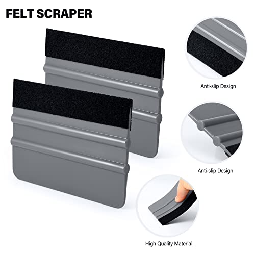 Gomake Vehicle Vinyl Wrap Window Tint Film Tool Kit Include 4 Inch Felt Squeegee, Retractable 9mm Utility Knife and Blades, Zippy Vinyl Cutter and Mini Go Corner Squeegee for Car Wrapping - Image 2