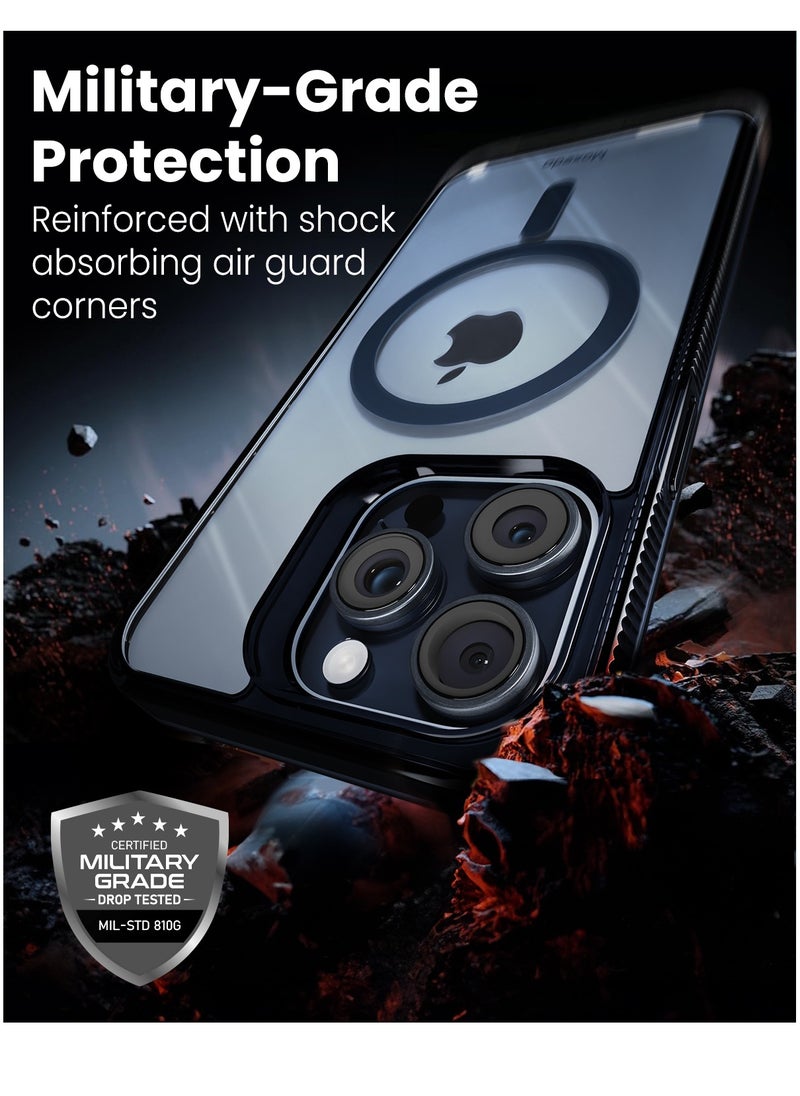 Moxedo Magnetic Protective Case 360 Protection Clear Case Hard PC with Built-in Strong Magnets Compatible with Magnetic Safe Designed for iPhone 15 Pro Max 6.7 inch (Blue)