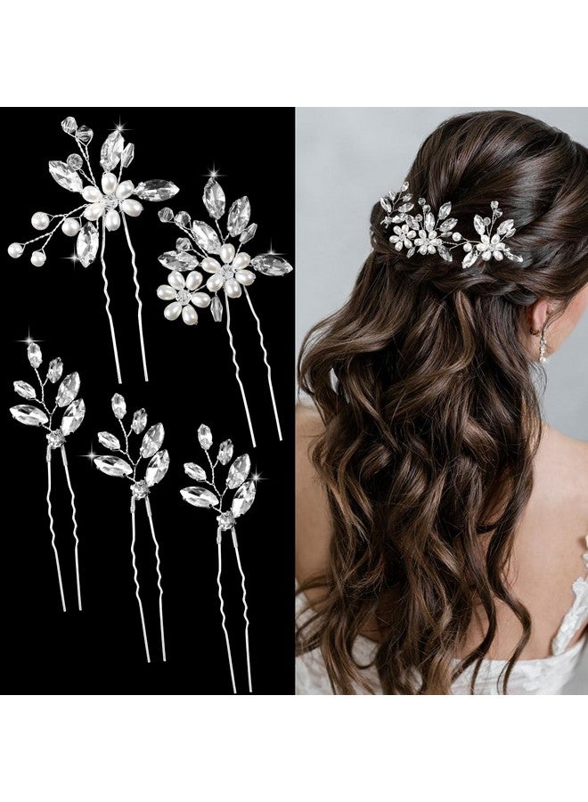 لابوهي 5 قطع دبابيس شعر العروس من أحجار الراين إكسسوارات الشعر للنساء قطعة شعر زفاف كريستالية للعروس والنساء والفتيات ووصيفات العروس - Image 1