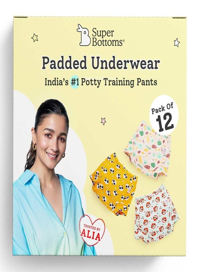 SuperBottoms Padded Underwear For Growing Babies/Toddlers | With 3 Layers Of Cotton Padding & Super DryFeel Layer| Pull-Up For Potty Training & Diaper-Free Time(Jungle Jam,Size:3,Pack of 12) - Image 1