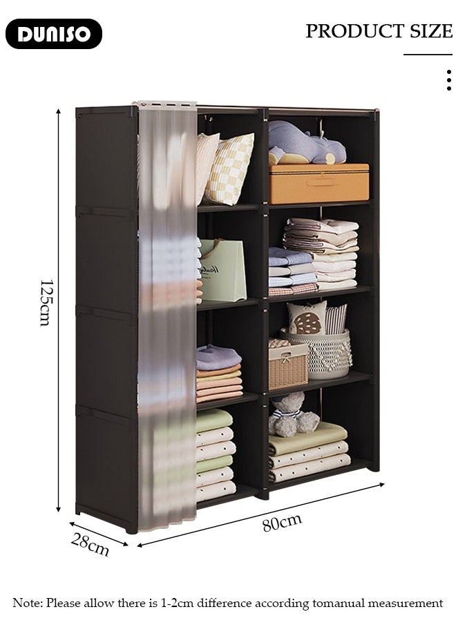 DUNISO 8-Cube Multi-Functional Closet Storage Shelves with Curtain, Cube Storage Organizer, Closet Organizer Storage, Portable Cabinet Shelving Bookshelf, DIY Bookcase, Living Room Office Closet Cubicle Rack  - Image 2