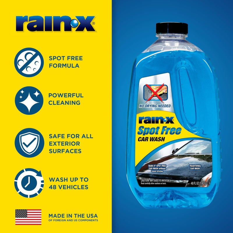 Rain-X 620073 - Car Wash Deep Cleaning, High Foam Soap Provides Spot Free Shine with No Towel Or Hand Drying Needed - Car soap for car cleaning and detailing 48 fl oz - Image 2