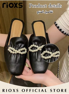 RIOXS Women's Flat Mules, Closed Toe Sandals, Fashionable Comfortable Slippers, Slip-On Backless Mule Shoes, Fashionable Mule Slides with Flexible Non-slip Sole, Easy to Wear On and Off  - Image 4