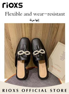 RIOXS Women's Flat Mules, Closed Toe Sandals, Fashionable Comfortable Slippers, Slip-On Backless Mule Shoes, Fashionable Mule Slides with Flexible Non-slip Sole, Easy to Wear On and Off  - Image 5