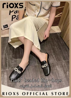 RIOXS Women's Flat Mules, Closed Toe Sandals, Fashionable Comfortable Slippers, Slip-On Backless Mule Shoes, Fashionable Mule Slides with Flexible Non-slip Sole, Easy to Wear On and Off  - Image 2