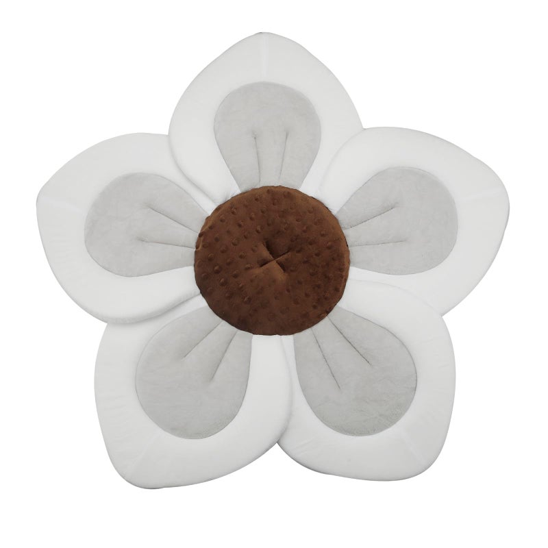 PandaEar Baby Bath Pad for Infant Newborn Soft Flower 5 Petals for Sink Bathtub Essentials Shower Gift Grey - Image 2