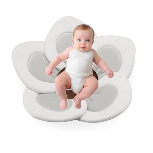 PandaEar Baby Bath Pad for Infant Newborn Soft Flower 5 Petals for Sink Bathtub Essentials Shower Gift Grey - Image 3