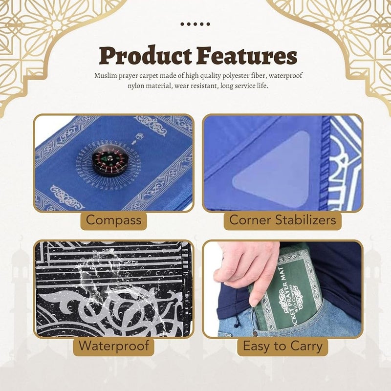 Home Smart Portable Prayer Mat Mini Waterproof Portable Prayer Rug with bag for Travel and Outdoor Prayer (Parrot Green) - Image 3