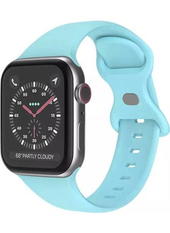 Wozlo Apple Watch 1, 2, 3, 4, 5, 6, 7, 8, Se Silicone Band Strap - M-L Size 42/44/45MM - Light Blue  - Image 1