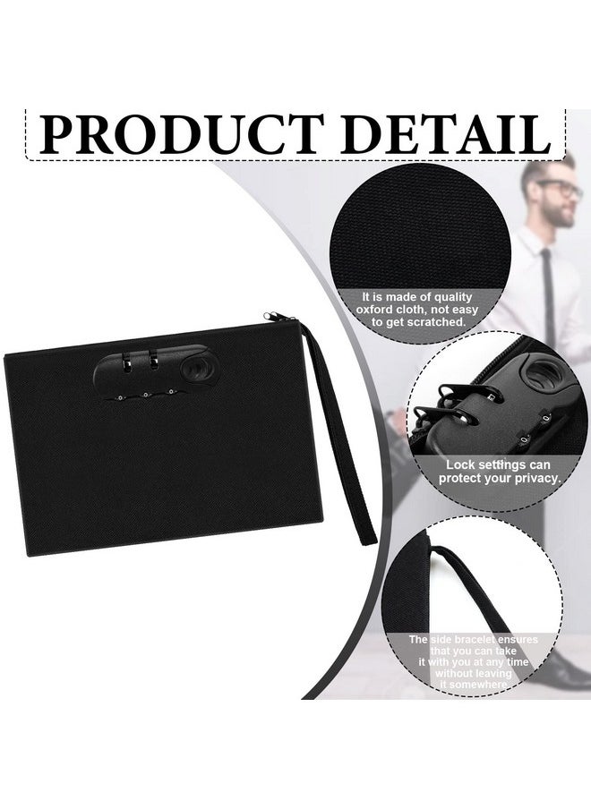 Reginary 2 Pcs Locking Money Bag Document Bag With Lock Pouch Black Locking Bags Locking Cash Bag With Combination Locking Document Bag Wallet With Zipper For Cash Bracelet Phone And Credit Cards  - Image 3