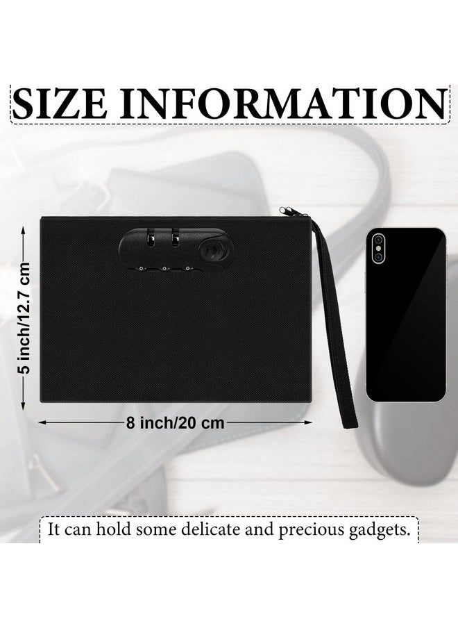 Reginary 2 Pcs Locking Money Bag Document Bag With Lock Pouch Black Locking Bags Locking Cash Bag With Combination Locking Document Bag Wallet With Zipper For Cash Bracelet Phone And Credit Cards  - Image 2