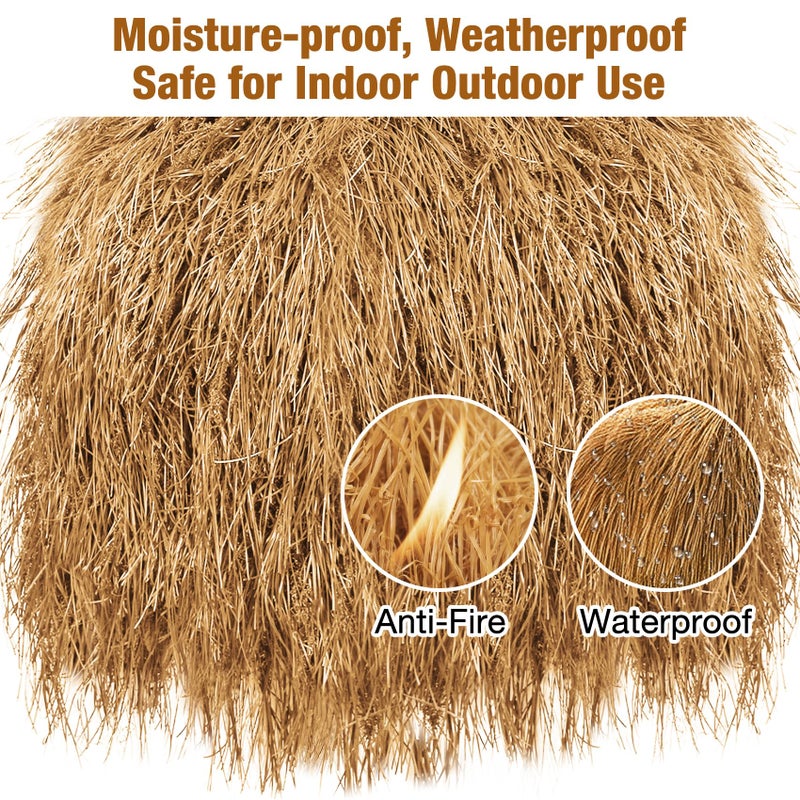 XLX TURF Synthetic Thatch Grass Roof for Western Party Decor Tiki Bar - Fireproof Artificial Hay Straw Roll Barn Wedding DIY Crafts Birthday Background Garden Fence Patio - 15.74" x 4' - Image 2