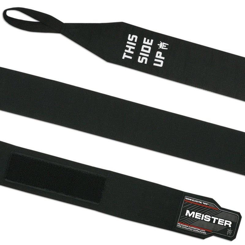 Meister MMA Adult 180" Semi-Elastic Hand Wraps for MMA & Boxing (Pair) - Black - Image 2