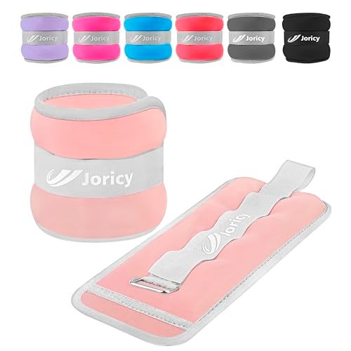 JORICY أوزان الكاحل، أوزان المعصم والساق والذراع للنساء والرجال والأطفال مع أحزمة قابلة للتعديل، تدريب القوة مع أوزان للجري، الركض، المشي، اللياقة البدنية، تمارين الصالة الرياضية - زوج 2 رطل (1 رطل لكل وزن) - Image 1