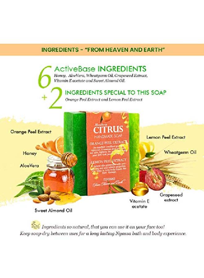 Nyassa Luxurious Mandarin Citus Handmade l Bathing Soap | Orange & Lemon Peel Extract | All Skin Type 150gm - Image 5