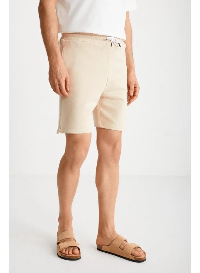 GRIMELANGE UNCERTAIN Men's Comfort Fit Beige Shorts & Bermuda.