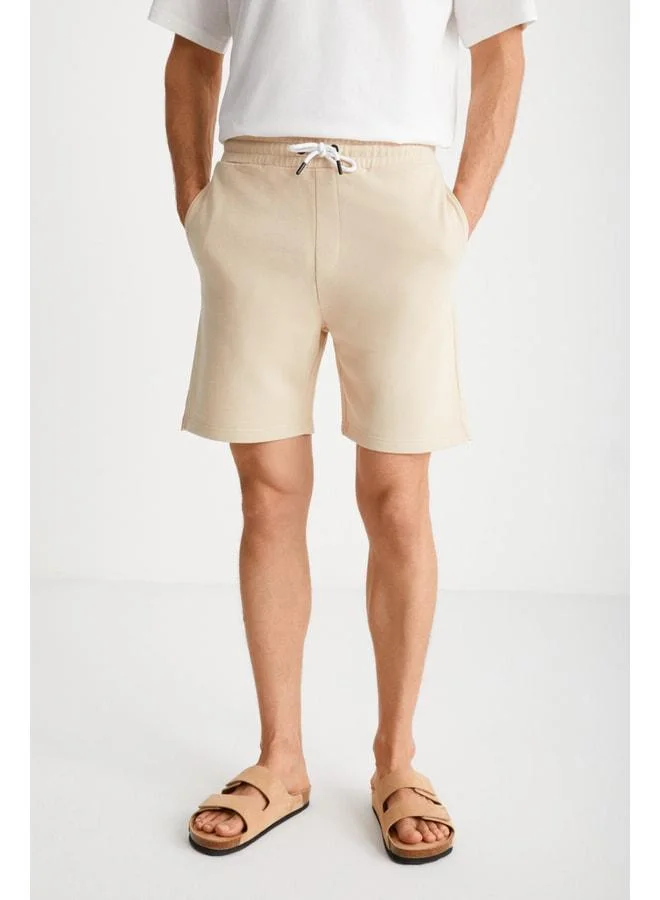 GRIMELANGE UNCERTAIN Men's Comfort Fit Beige Shorts & Bermuda.