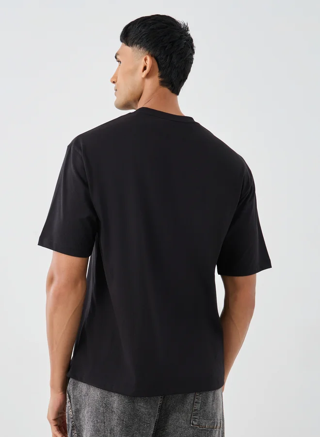 Styli Styli Pack of 2 - Cotton Rich Oversized Crew Neck T-Shirt