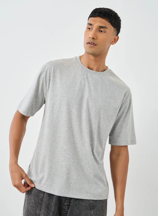 Styli Styli Pack of 2 - Cotton Rich Oversized Crew Neck T-Shirt