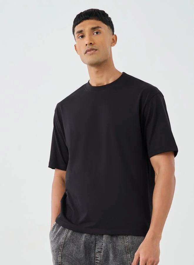 Styli Pack of 2 - Cotton Rich Oversized Crew Neck T-Shirt