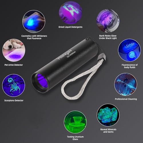 Hilngav 4 Pack Rechargeable Black Flashlight Small UV Black Flash Light 395 NM, Mini Blacklight Flashlights USB C Charging LED Handheld Torch for Pet Dog Urine Resin Curing Fluorescent Agent Stains Detection - Image 4