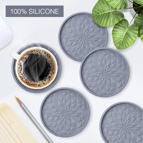 Lyrovo Silicone Coaster 6 Pack with Holder Set fit for Tea Cups Coffee Mugs and Glasses - Image 5