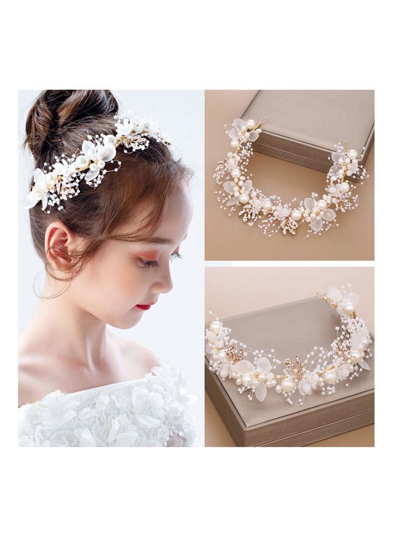 Loquat Wedding Hair, Vines Bride Flower Hair Piece, Pearl Headband Headpiece, Crown Girl Accessories, Rhinestone Hairpiece Crystal Accessories - Image 5