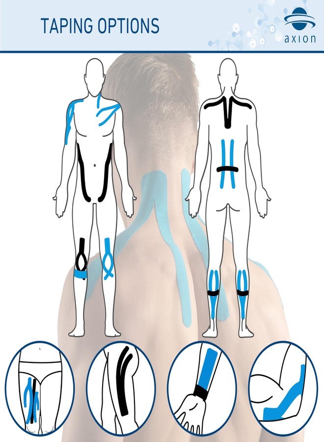Axion Kinesiology Tape Uncut | 2 Rolls of Athletic Sports Tape in Black and Blue | 16ft Length and 2'' Width per Roll | Waterproof • Skin-Friendly • Elastic | Ideal for Sports | axion - Image 5