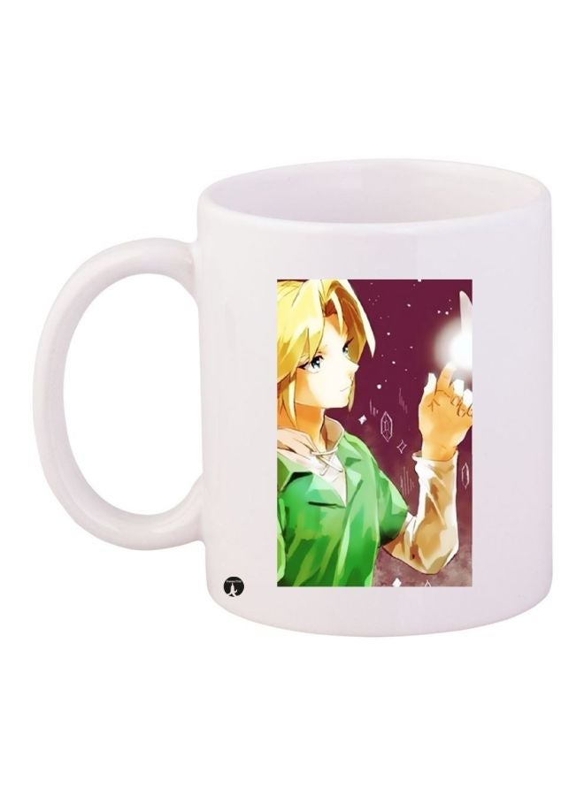Printed Coffee Mug White/Brown/Green 11ounce