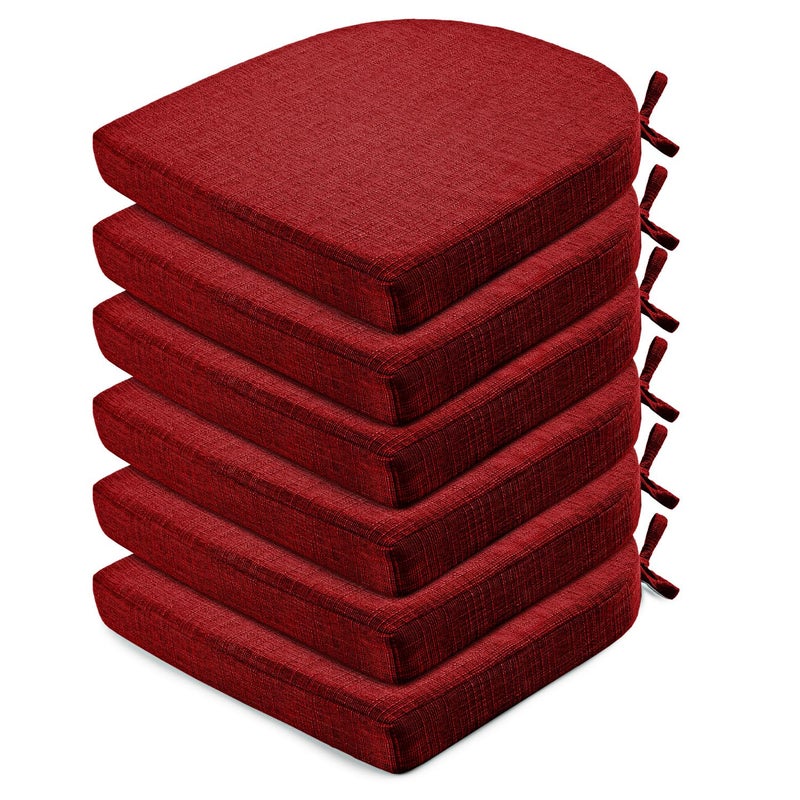 Wellsin Chair Cushions for Dining Chairs 6 Pack  Kitchen Chair Cushions with Ties and NonSlip Backing  Dining Chair Pads 16X16X2 Red