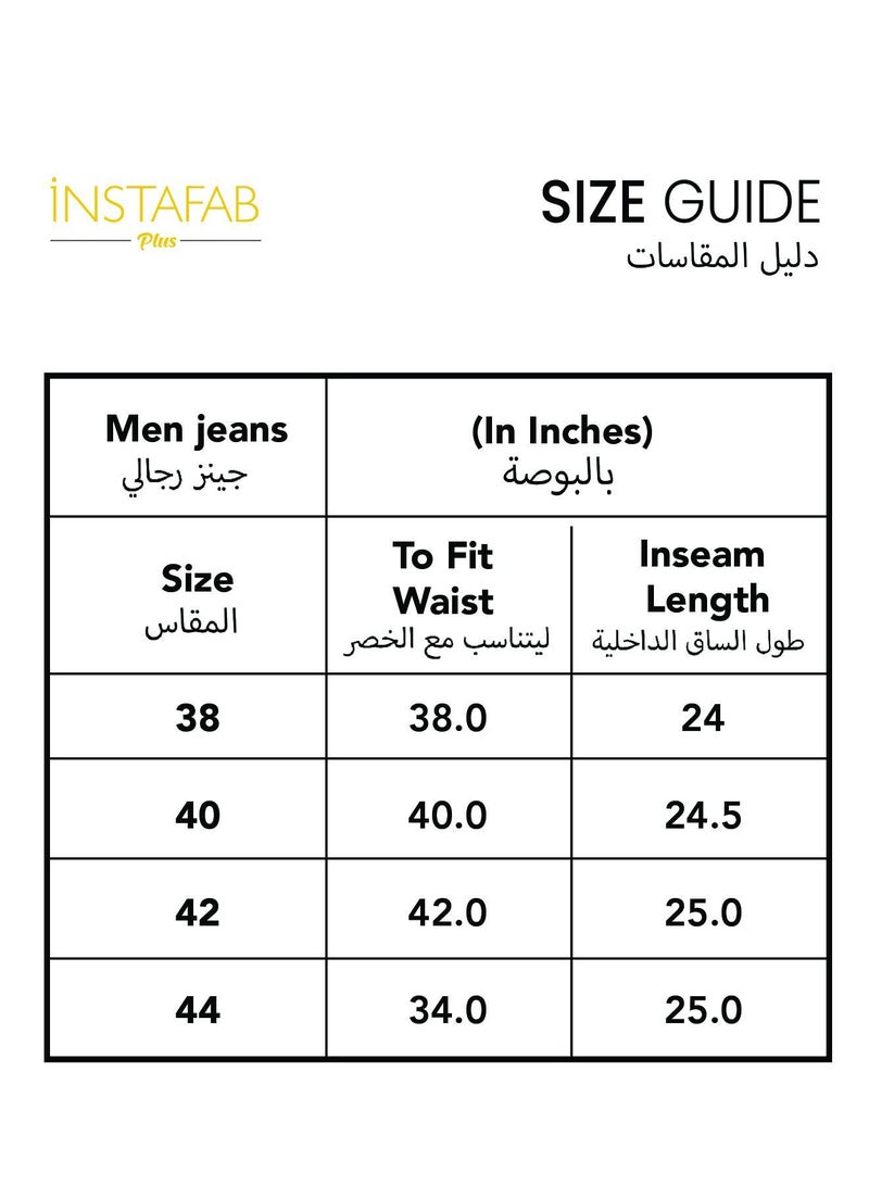 Instafab Plus Men's Dark Blue Embroidered Patched Denim Jeans For Casual Wear | Dark-Wash | 5 Pockets | Button Closure | Denim Jeans Crafted With Comfort Fit For Everyday Wear - Image 4
